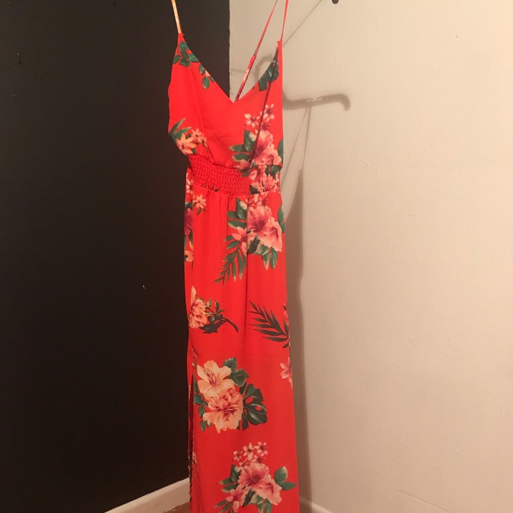 Red flowery dress